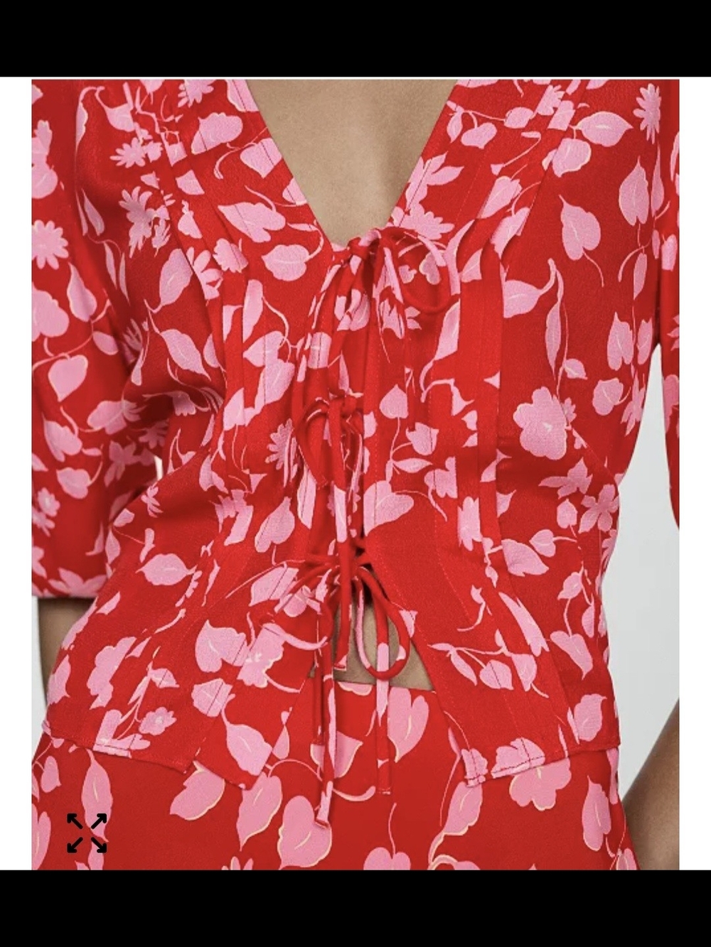 Mango Women’s Bow Printed Floral Blouse - Red & Pink - Picture 2 of 9